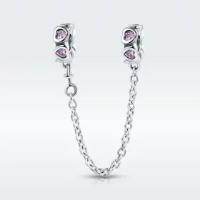 Pandora Style Silver Fragrant Heart Safety Chain - SCC562 Pandora Style Silver Fragrant Heart Safety Chain - SCC562