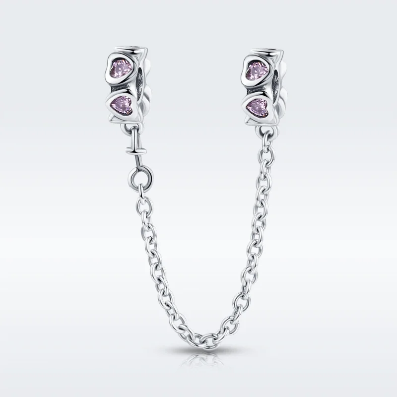 (image for) Pandora Style Silver Fragrant Heart Safety Chain - SCC562 - View 2