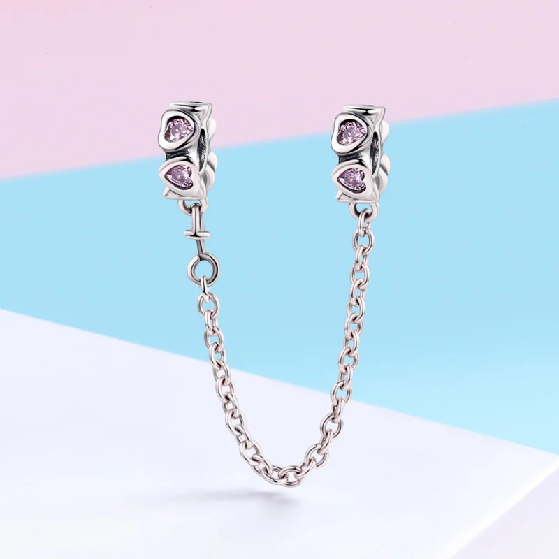 (image for) Pandora Style Silver Fragrant Heart Safety Chain - SCC562 - View 3