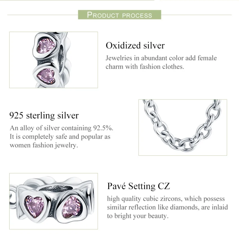 (image for) Pandora Style Silver Fragrant Heart Safety Chain - SCC562 - View 6