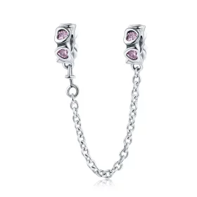 Pandora Style Silver Fragrant Heart Safety Chain - SCC562 Pandora Style Silver Fragrant Heart Safety Chain - SCC562