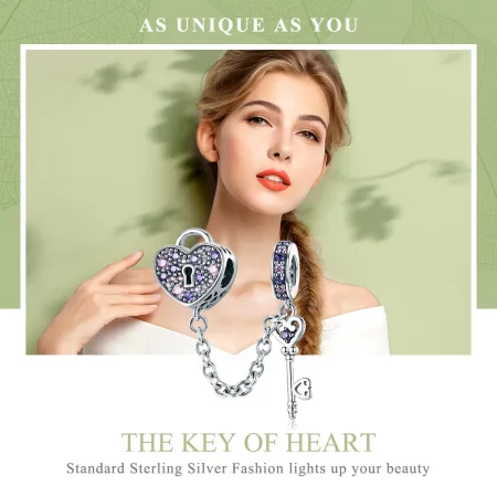 Pandora Style Silver Heart Spoon Safety Chain - SCC772