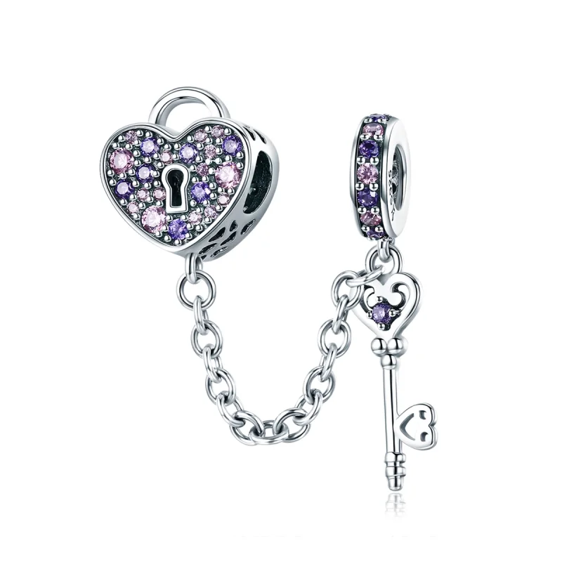 (image for) Pandora Style Silver Heart Spoon Safety Chain - SCC772 - Product Image