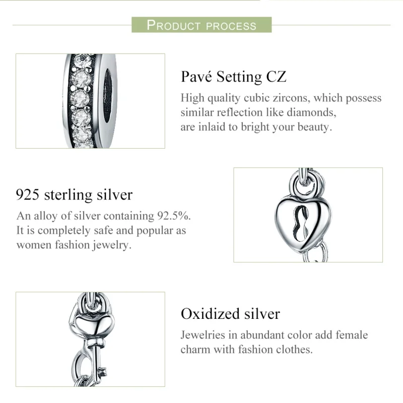 (image for) Pandora Style Silver Only Love Safety Chain - SCC606 - View 6