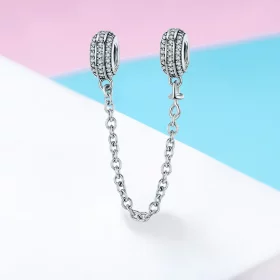Pandora Style Silver Pave Safety Chain - SCC812 Pandora Style Silver Pave Safety Chain - SCC812