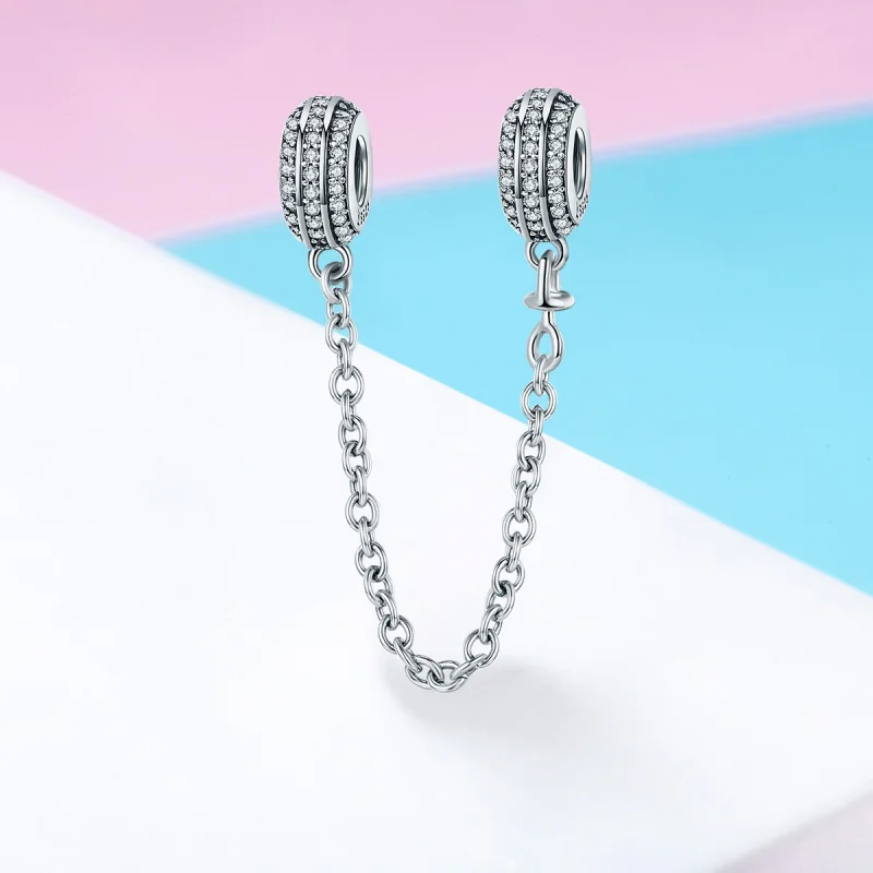(image for) Pandora Style Silver Pave Safety Chain - SCC812 - View 2