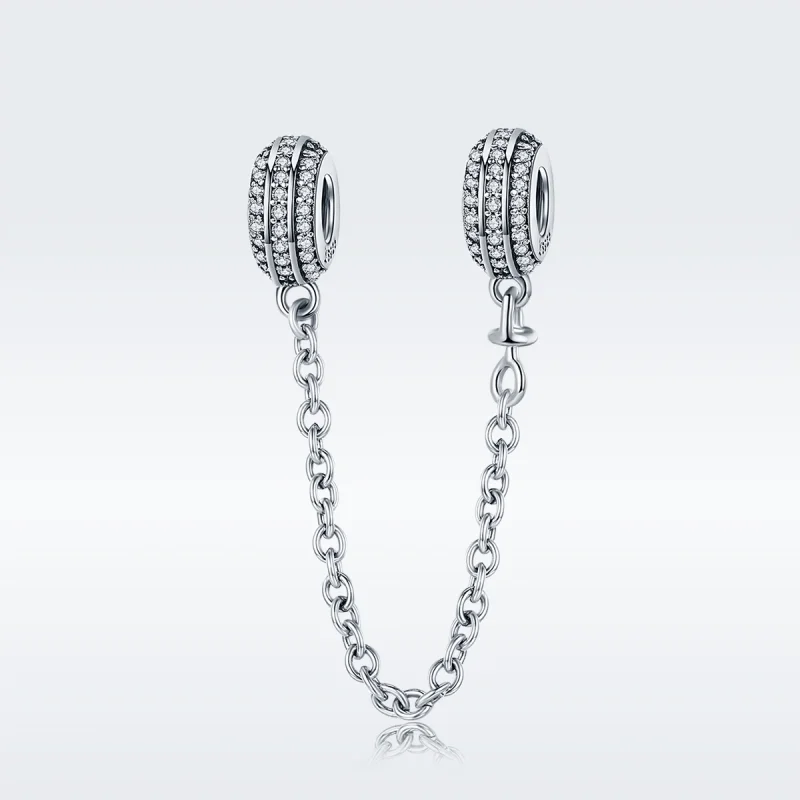(image for) Pandora Style Silver Pave Safety Chain - SCC812 - View 3