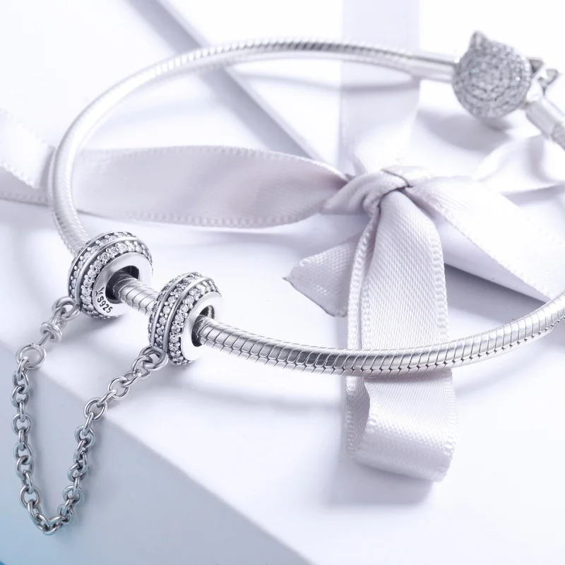 (image for) Pandora Style Silver Pave Safety Chain - SCC812 - View 4