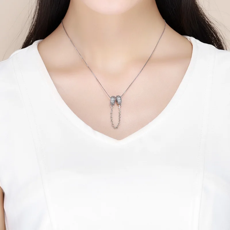 (image for) Pandora Style Silver Pave Safety Chain - SCC812 - View 5