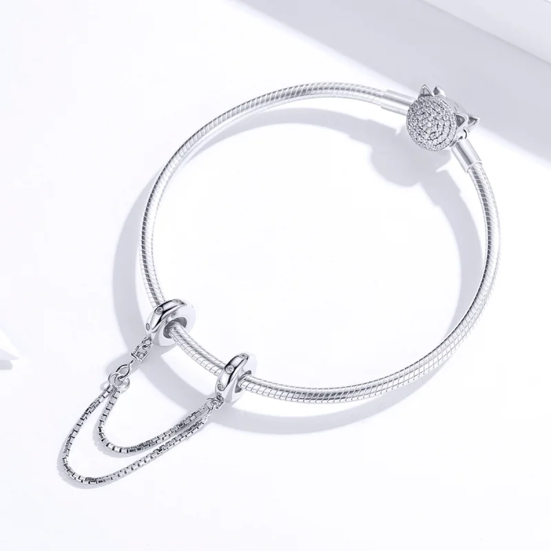 (image for) Pandora Style Silver Simple Chain Safety Chain - SCC1419 - View 3