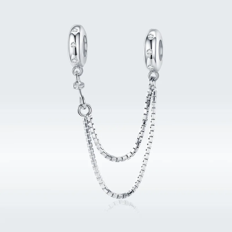 (image for) Pandora Style Silver Simple Chain Safety Chain - SCC1419 - View 5