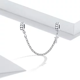 Pandora Style Silver Simple Cross Safety Chain - BSC362 Pandora Style Silver Simple Cross Safety Chain - BSC362