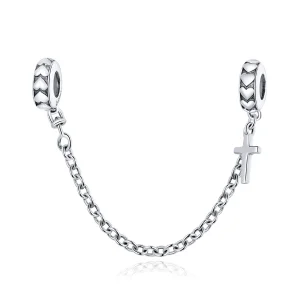 (image for) Pandora Style Silver Simple Cross Safety Chain - BSC362