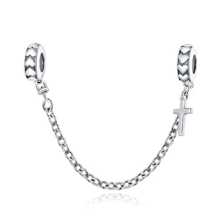 Pandora Style Silver Simple Cross Safety Chain - BSC362