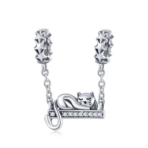 (image for) Pandora Style Silver Sleeping Cat Safety Chain - SCC856