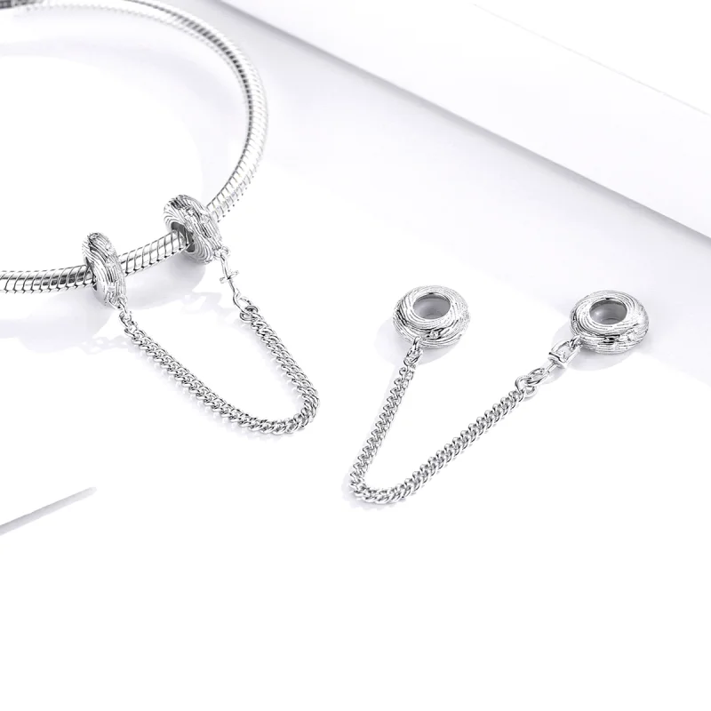 (image for) Pandora Style Silver Water Wave Safety Chain - SCC1577 - View 4