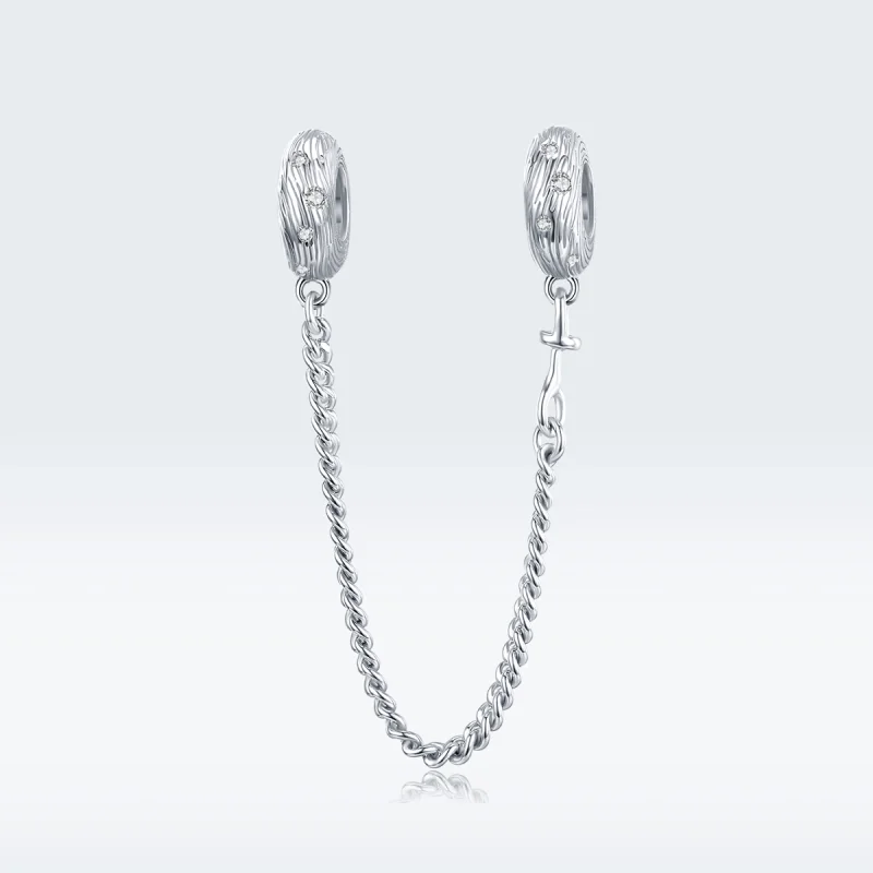 (image for) Pandora Style Silver Water Wave Safety Chain - SCC1577 - View 5