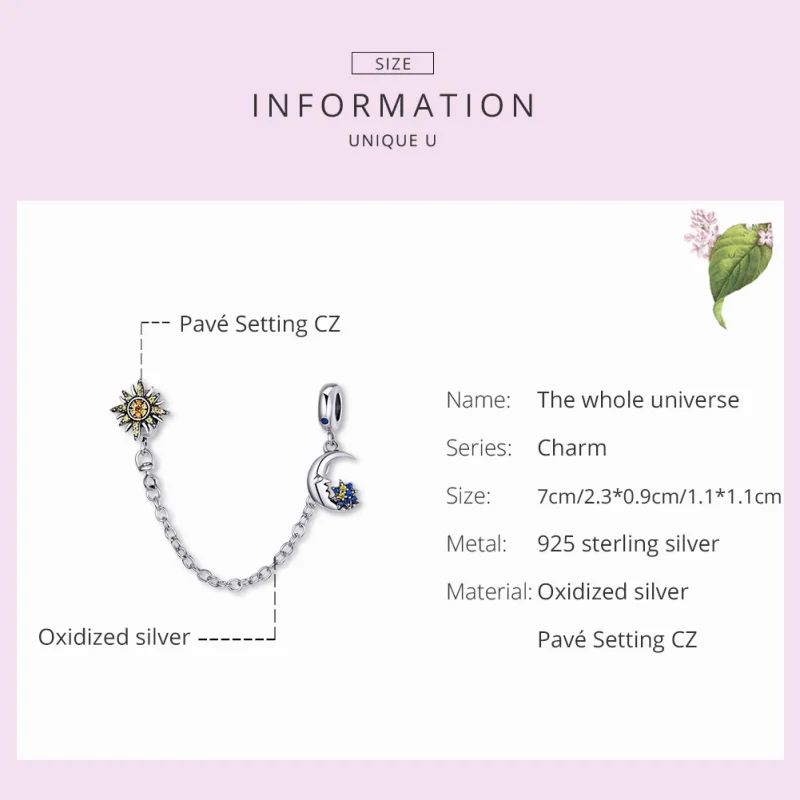 (image for) Pandora Style Silver Whole Universe Safety Chain - SCC1763 - View 7