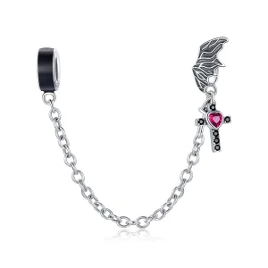 (image for) Pandora Style Silver Winged Cross Safety Chain - SCC1781
