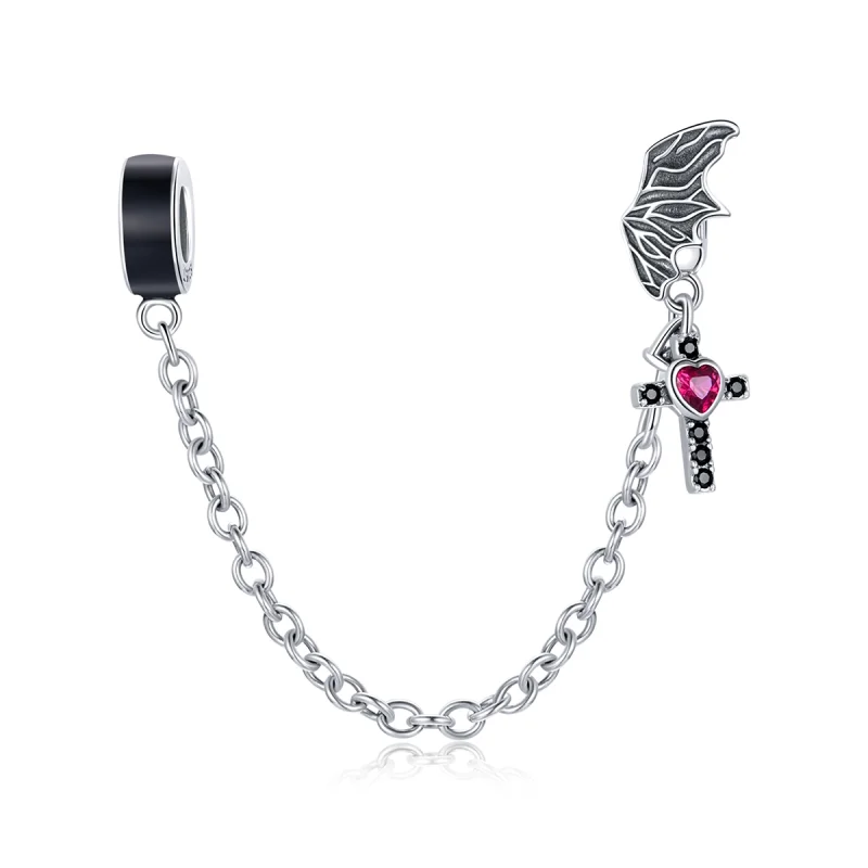 (image for) Pandora Style Silver Winged Cross Safety Chain - SCC1781 - Product Image