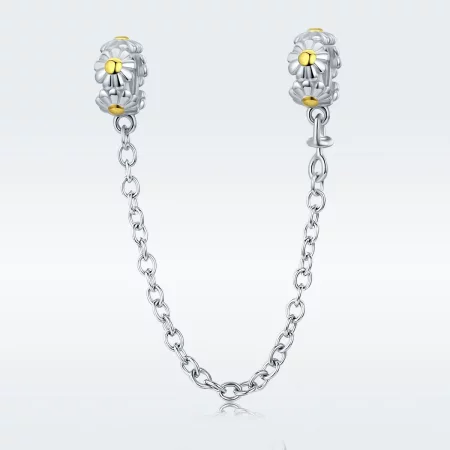 Pandora Style Two Tone Daisy Safety Chain - SCC618