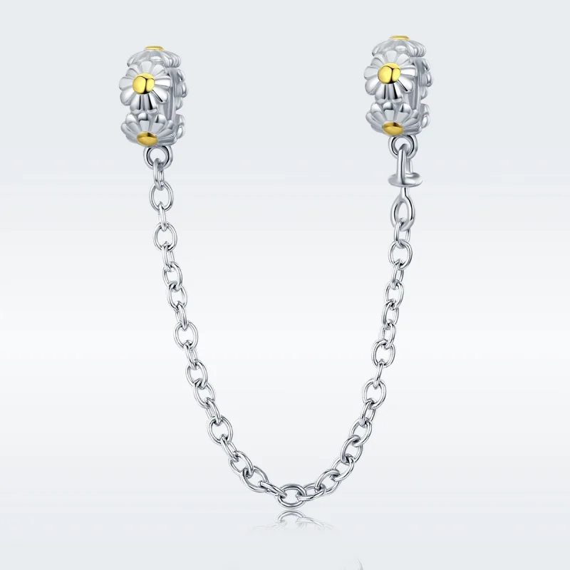 (image for) Pandora Style Two Tone Daisy Safety Chain - SCC618 - View 2
