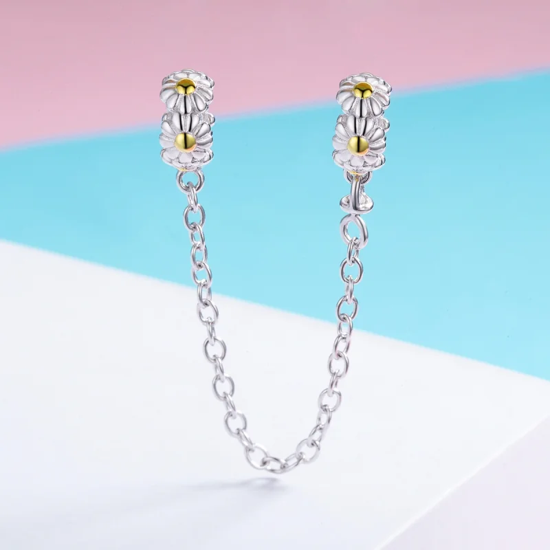 (image for) Pandora Style Two Tone Daisy Safety Chain - SCC618 - View 3