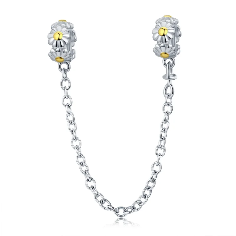 (image for) Pandora Style Two Tone Daisy Safety Chain - SCC618 - Product Image