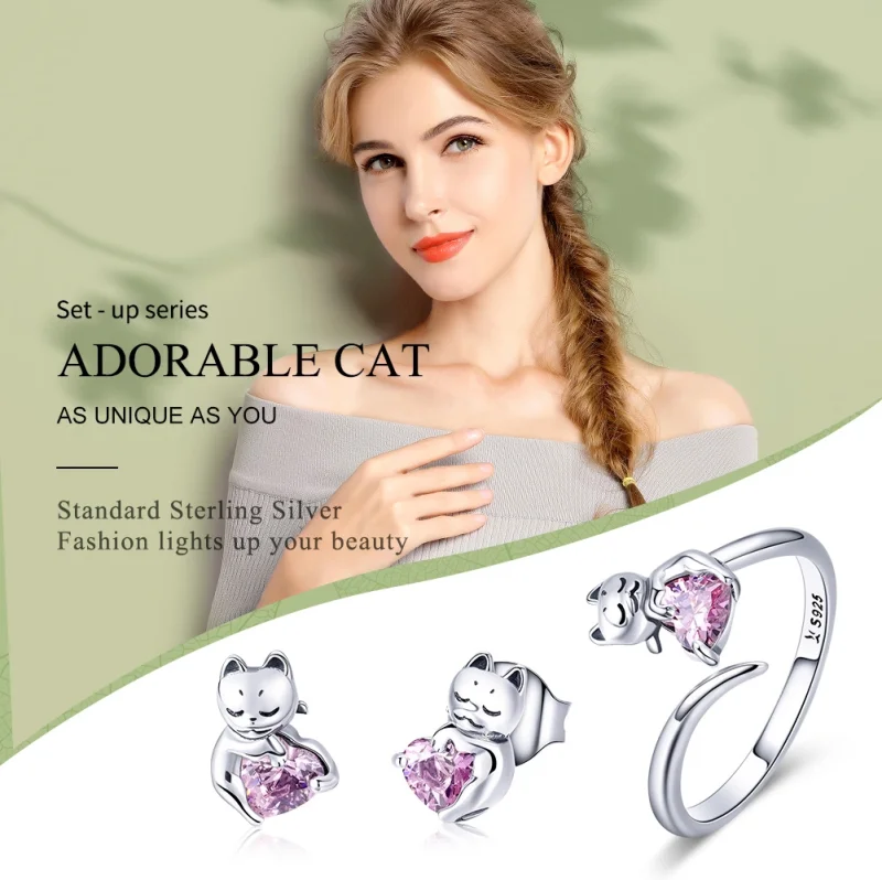 (image for) Pandora Style Cute Cat Jewelry Set - SET002 - View 2
