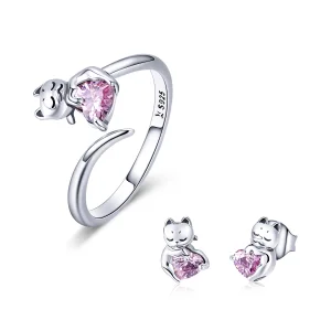 (image for) Pandora Style Cute Cat Jewelry Set - SET002