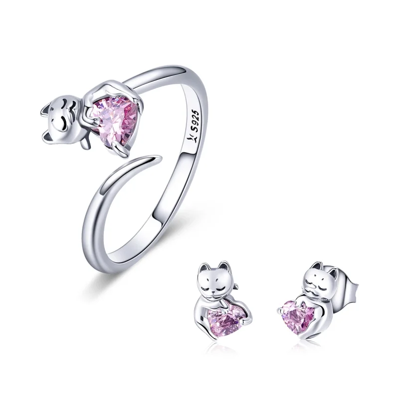 (image for) Pandora Style Cute Cat Jewelry Set - SET002 - Product Image