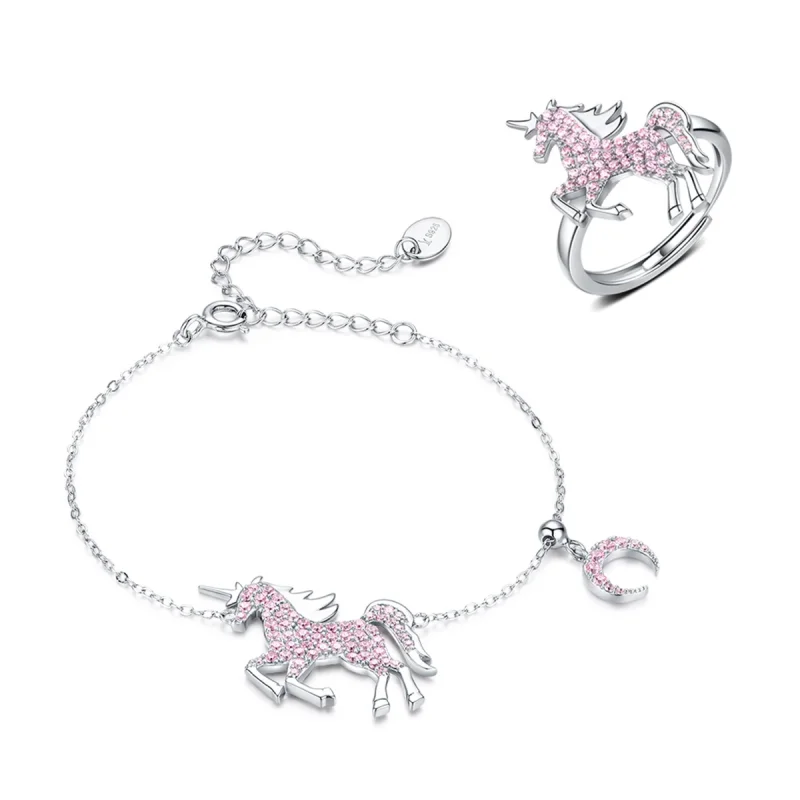 (image for) Pandora Style Cute Unicorn Jewelry set - SET009 - Product Image
