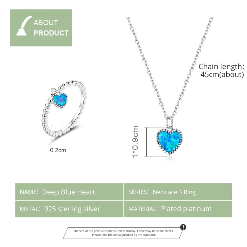 (image for) Pandora Style Deep Blue Heart Jewelry Set - SET018 - View 5