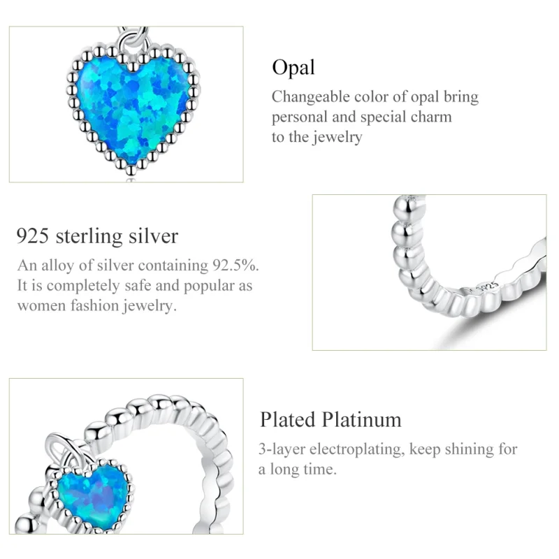 (image for) Pandora Style Deep Blue Heart Jewelry Set - SET018 - View 6
