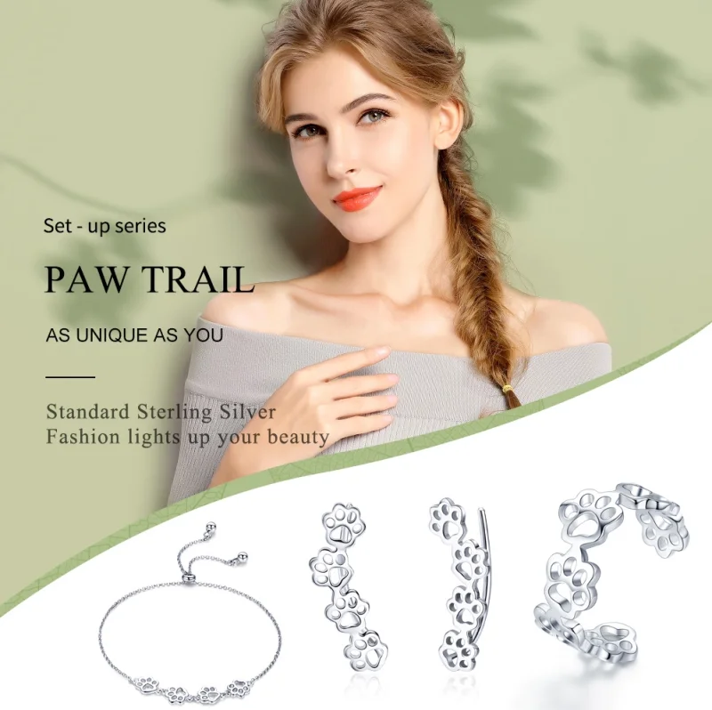 (image for) Pandora Style Paw Trail Jewelry set - SET011 - View 3