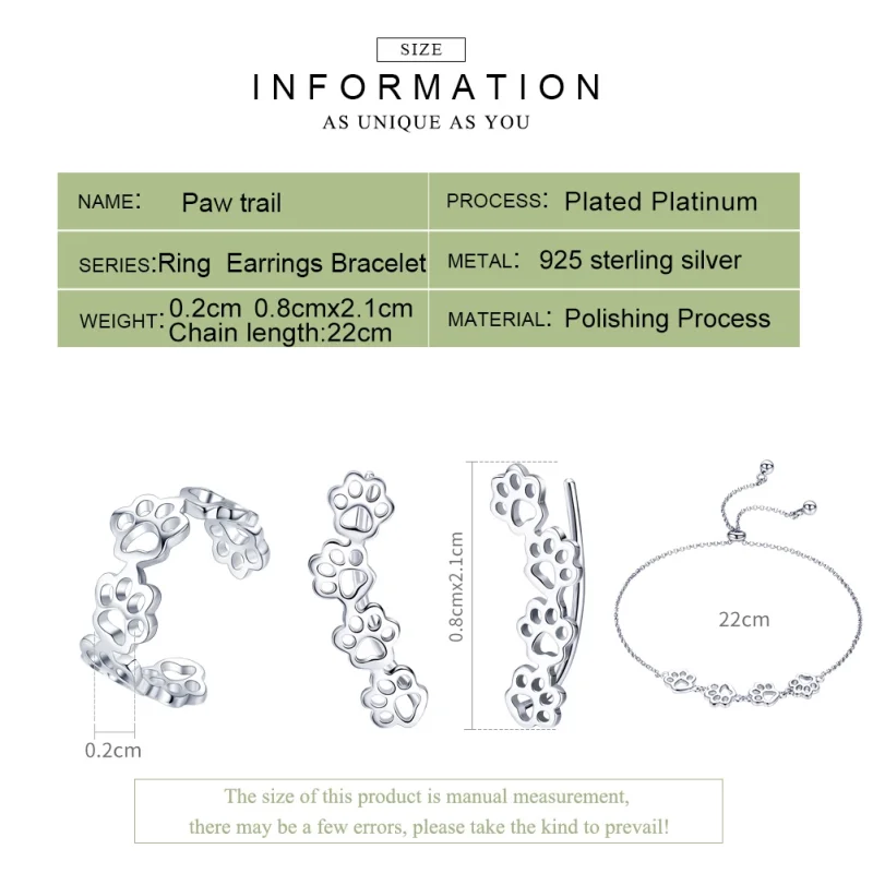 (image for) Pandora Style Paw Trail Jewelry set - SET011 - View 4
