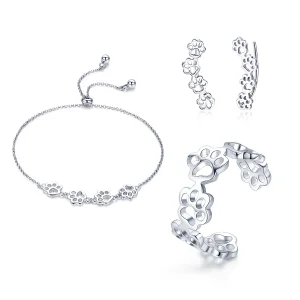 (image for) Pandora Style Paw Trail Jewelry set - SET011
