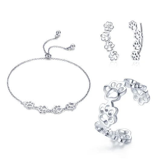 (image for) Pandora Style Paw Trail Jewelry set - SET011