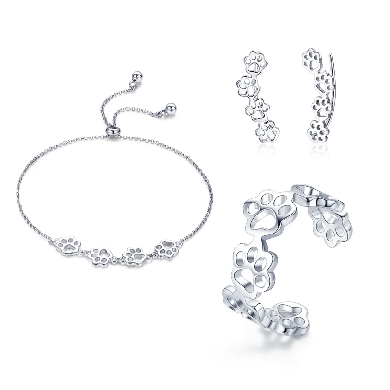 (image for) Pandora Style Paw Trail Jewelry set - SET011 - Product Image