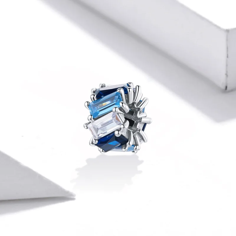 (image for) Pandora Style Silver Blue Square Spacer Charm - SCC1806 - View 2