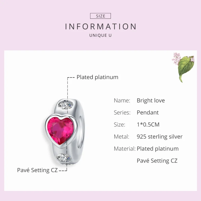 (image for) Pandora Style Silver Bright Love Spacer Charm - BSC123 - View 6