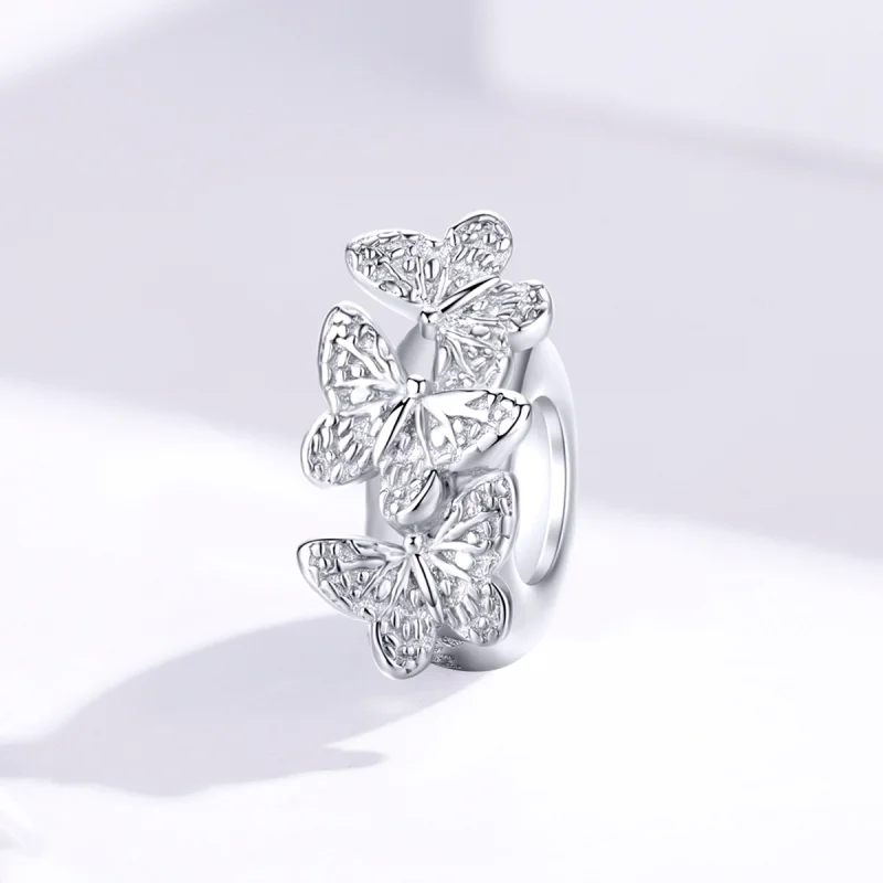(image for) Pandora Style Silver Butterfly Spacer Charm - BSC120 - View 2