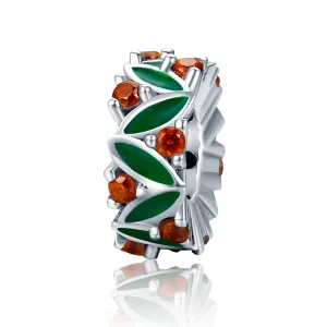 (image for) Pandora Style Silver Christmas Tree Leaves Spacer Charm - SCC317