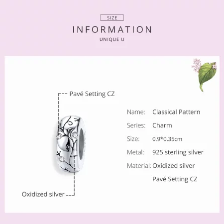 Pandora Style Silver Classical Pattern Spacer Charm - SCC1559