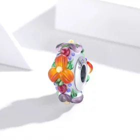 Pandora Style Silver Colorful Flowers Spacer Charm - SCC1720 Pandora Style Silver Colorful Flowers Spacer Charm - SCC1720