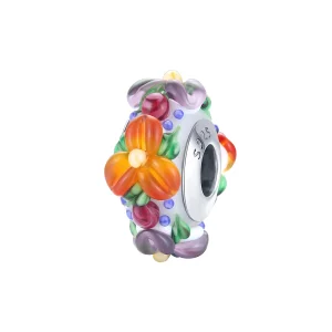 (image for) Pandora Style Silver Colorful Flowers Spacer Charm - SCC1720