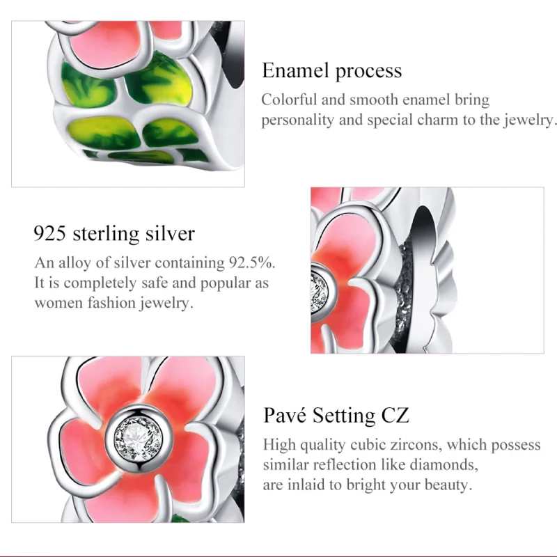 (image for) Pandora Style Silver Colorful Flowers Spacer Charm - SCC1727 - View 7