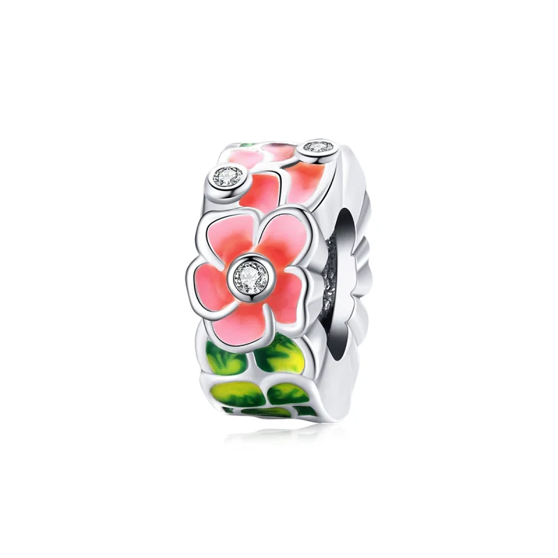 (image for) Pandora Style Silver Colorful Flowers Spacer Charm - SCC1727 - Product Image
