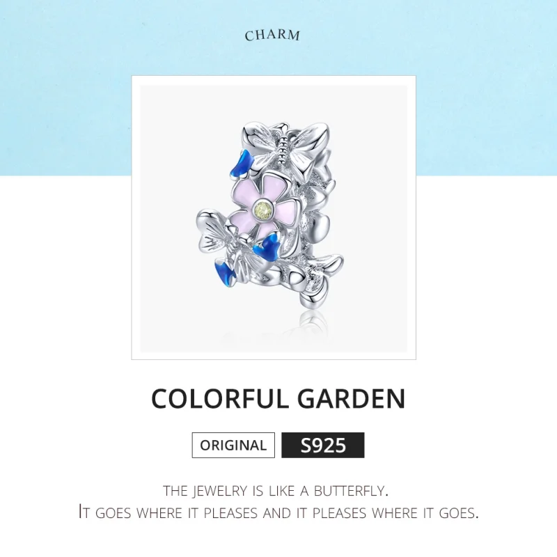 (image for) Pandora Style Silver Colorful Garden Spacer Charm - BSC288 - View 6