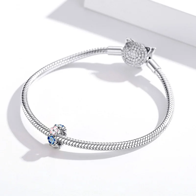 (image for) Pandora Style Silver Colorful Hydrangea Spacer Charm - SCC1703 - View 3